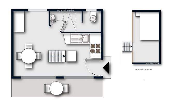 Grundriss Apartment 2 mit Empore (nicht maßstabsge