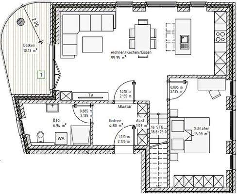 Grundriss Whg. 3 Gebäude 1