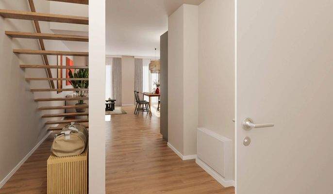 Offener Eingangs- und Wohnbereich