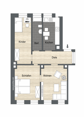 Vergleichsgrundriss mit Dusche