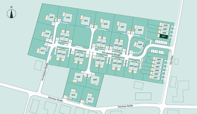 Lageplan vom Reihenhaus im Projekt Pütnitzwiese