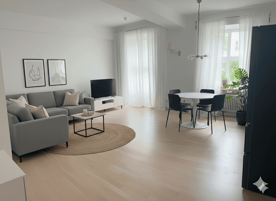 Modernes Wohnzimmer mit Terrasse