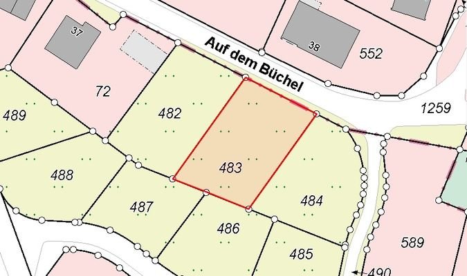 ALKIS Flur 21 Flurstück 483 Fläche 609m€ Bild