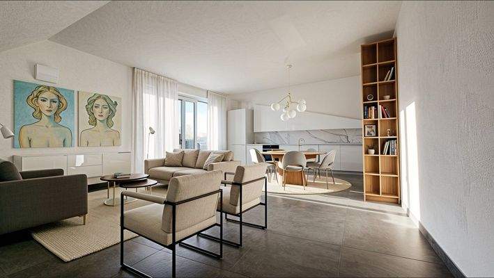 Gestaltungsvorschlag Wohnen-Essen-Kochen