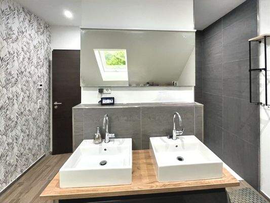 ... Doppelwaschbecken u. Dusche