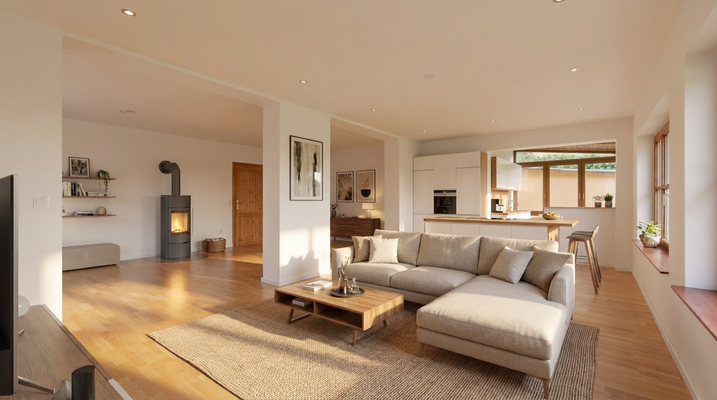 EG - Wohn-/Esszimmer mit Küche - Visualisierung