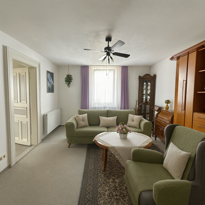 Wohnbeispiel Wohnzimmer KI generiert 