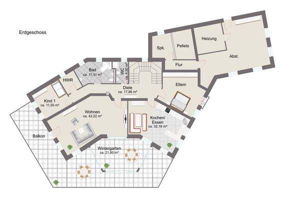 Grundriss Erdgeschoss: m² Angaben sind ca. Angaben und nicht maßstabsgetreu