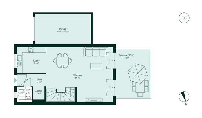 Geräumiges Erdgeschoss mit offenem Wohn- und Küche