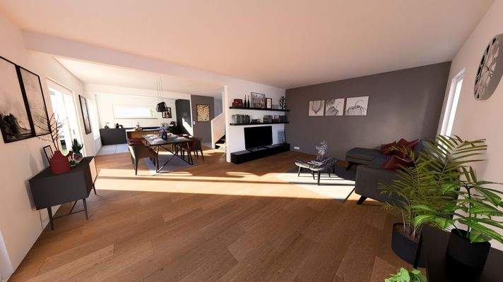 Einrichtungsbeispiel  EG Kochen Essen Wohnen