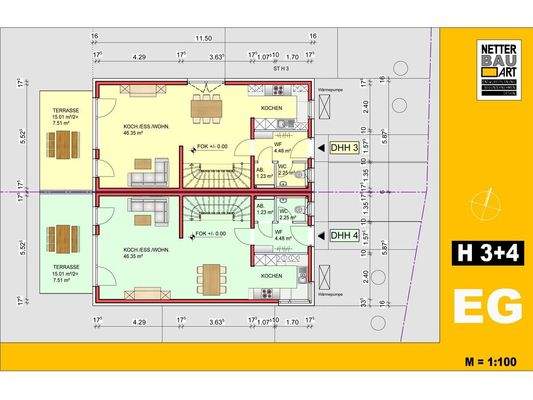 Grundriss Erdgeschoss Haus 3 + 4