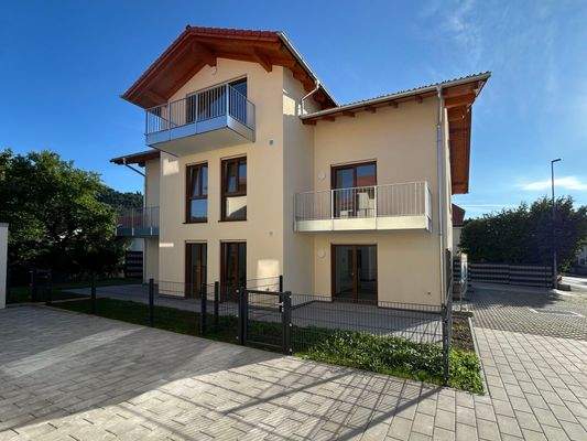 Die Wohnanlage in der Südansicht