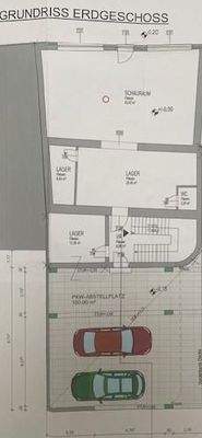 Grundriss EG mit Parkplätzen (überdacht)