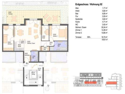 Grundriss Wohnung 2 EG Neckarhausen