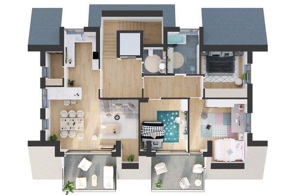 3-D Grundriss möbliert