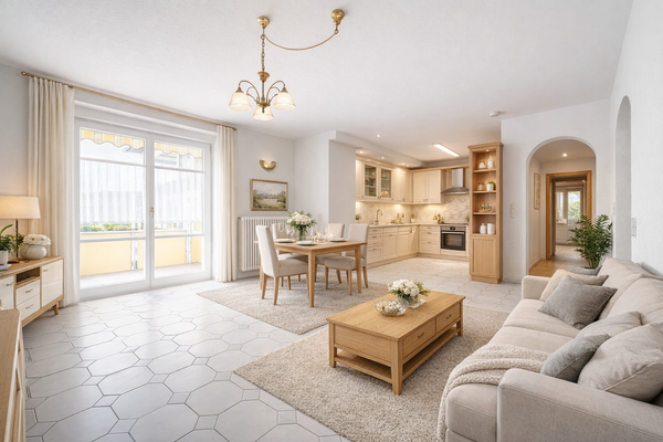 Wohn- und Essbereich mit KI optimiert