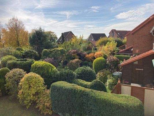 Blick vom Balkon ins Grüne