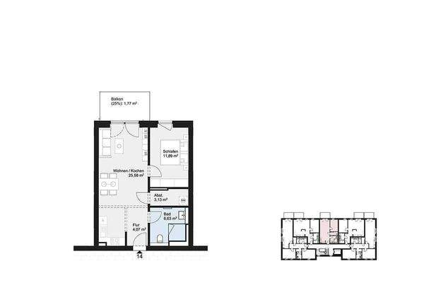 Grundriss Wohnung 14