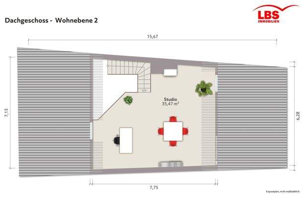 Grundrissplan Dachgeschoss - Wohnebene 2
