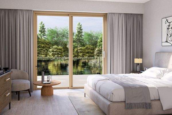 Schlafzimmer mit bodentiefen Fenster (Projektierung)