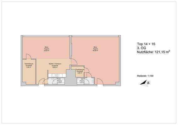 Grundriss Büro Top 14+15