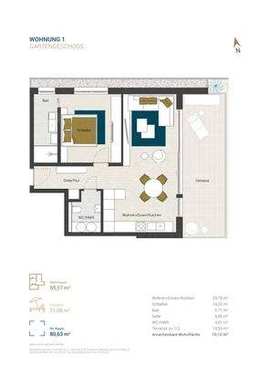THE TWINS - Grundriss - WE 1 - Gartengeschoss