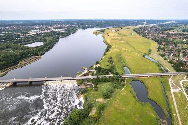 Drohnenaufnahme Geesthacht - Fischtreppe 