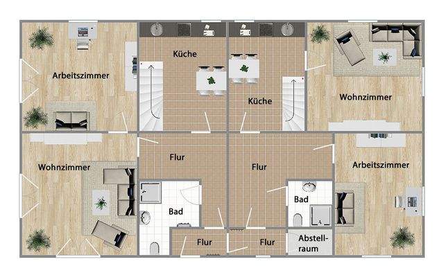 Grundriss Mehrfamilienhaus Erdgeschoss (nicht maßstabsgetreu)