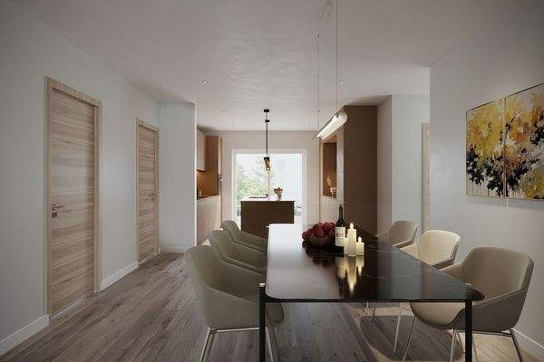 Möblierungsbeispiel Essbereich mit Blick zur Küche