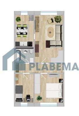 Grundriss einer 3 Zimmer Wohnung