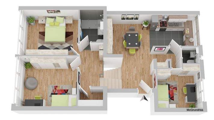 Grundriss 1 - Erd- u. Obergeschoss