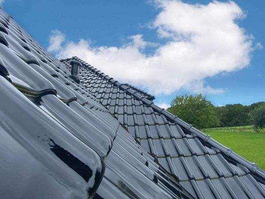 Ausblick aus dem Dachfenster über die lasierten Da