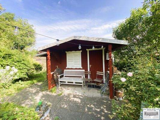 Blick auf das Gartenhäuschen