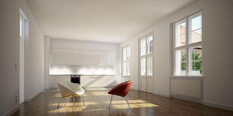 Wohnzimmer und -küche (Rend.)