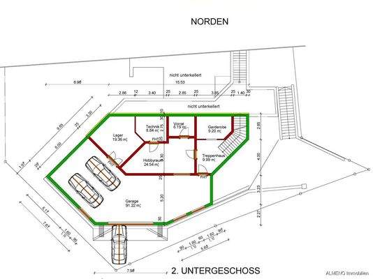 2. UG Große Garage Hobbyraum, Lager und Haustechnik