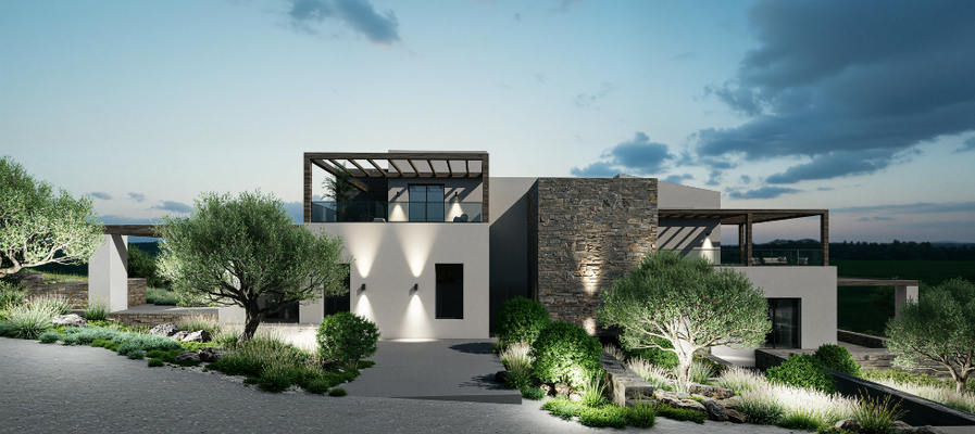 Kreta, Exantis: Neubau! Zwei luxuriöse Steinvillen mit privaten Pools zum Verkauf