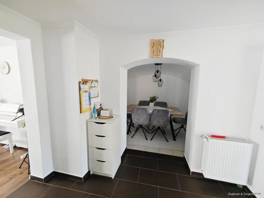 Blick in das tolle Esszimmer mit Gewölbe...
