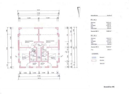 Grundriss Planung Umbau OG, WG 1
