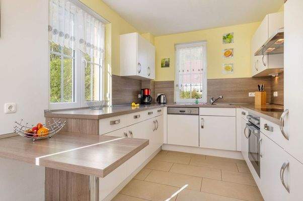 offene Küche in U-Form mit allen modernen Küchenge