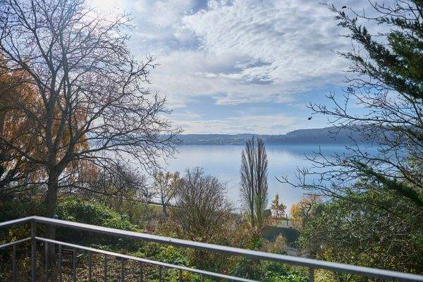Aussicht vom Balkon auf den Bodensee