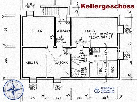 Kellergeschoss-Bauzeichnung