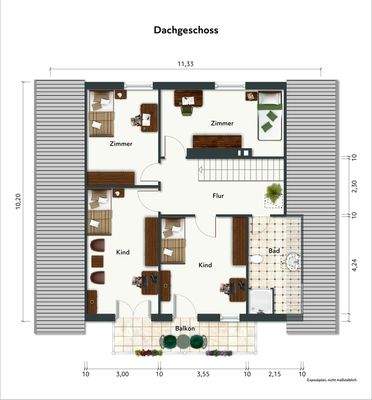 Dachgeschoss; Möbliert