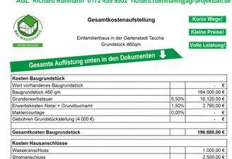 Ausschnitt Gesamtkosten 460 114 Ausbauhaus- komplett in den Datein