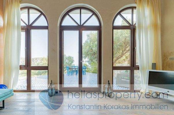 Apartment 2 Wohnzimmer mit Blick zum Meer