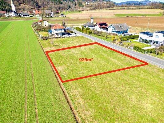 Luftbild mit eingezeichnetem Grundstück