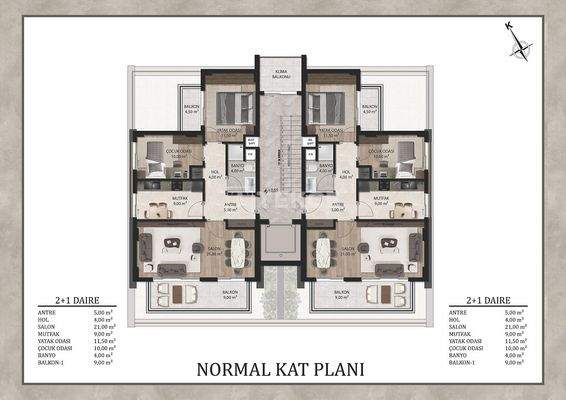 Apartments in a Complex with a Pool Near Airport in Antalya