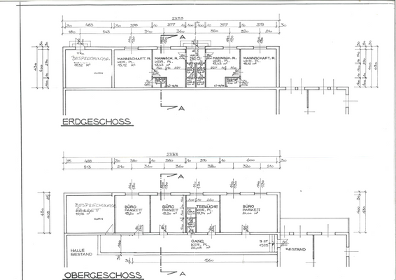 Grundriss Büro und Mannschaftsraum ED und OG