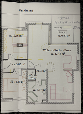 Wohnungsplan aktuelle Nutzung