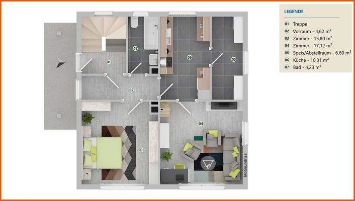 Grundriss visualisiert EG