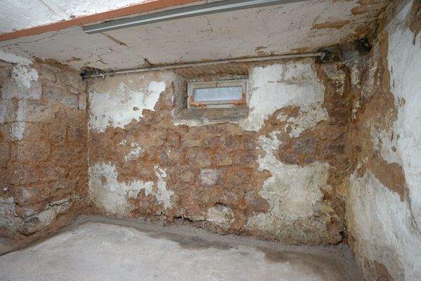 Kellerbereich mit verputzten Sandstein (Feuchtigkeitsmerkmale)